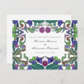 Floral Art Nouveau Opslaan Datum Briefkaart (Voorkant / Achterkant)