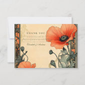 Floral Art Nouveau Poppy Wedding Bedankkaart (Voorkant)