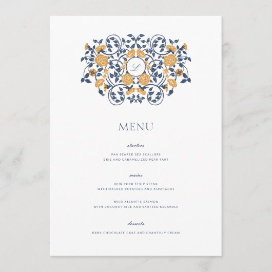 Floral Art Nouveau Trouwmenu, Botanisch Menu (Voorkant)
