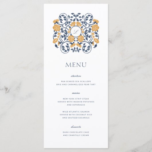 Floral Art Nouveau Trouwmenu,  Botanisch Menu (Voorkant)