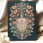 Floral Art Nouveau Wedding Bougainvillea Shield Kaart