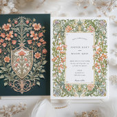 Floral Art Nouveau Wedding Bougainvillea Shield Kaart