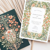 Floral Art Nouveau Wedding Bougainvillea Shield Kaart