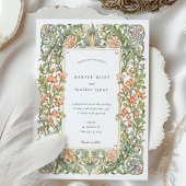 Floral Art Nouveau Wedding Bougainvillea Shield Kaart