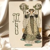 Floral Art Nouveau Wedding Menu Kaart