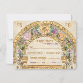 Floral Art Nouveau Wedding RSVP Response Kaart (Voorkant)
