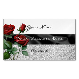 Floral art ontwerp met gesimuleerde glitter elegan magnetisch visitekaartje