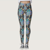 Floral Art Patroon met Periwinkle Bloemen Leggings (Voorkant)