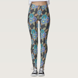 Floral Art Patroon met Periwinkle Bloemen Leggings