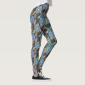 Floral Art Patroon met Periwinkle Bloemen Leggings (Rechts)