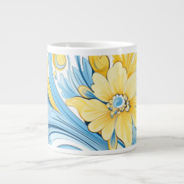 Floral art pattern Extra-Large Mug Grote Koffiekop