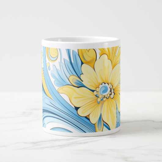 Floral art pattern Extra-Large Mug Grote Koffiekop (Voorkant)
