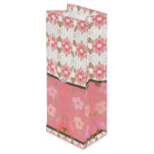 Floral Art Patterned Designer Wijn Cadeautas (Achterkant Gekanteld)