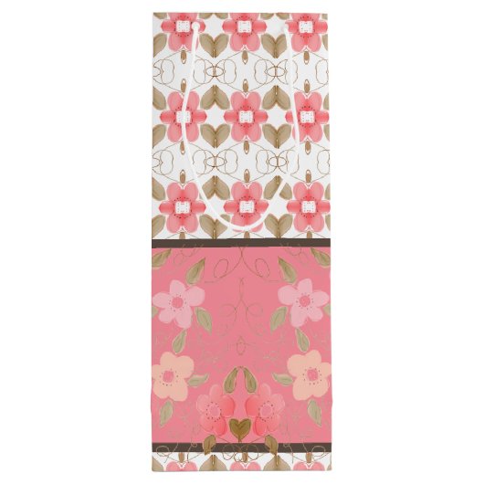 Floral Art Patterned Designer Wijn Cadeautas (Achterkant)