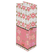 Floral Art Patterned Designer Wijn Cadeautas (Voorkant Gekanteld)