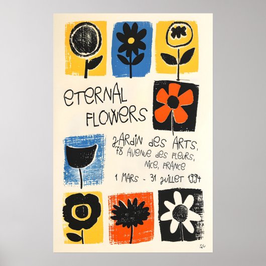 Floral Art Print Abstract Botanical Poster, Nice (Voorkant)