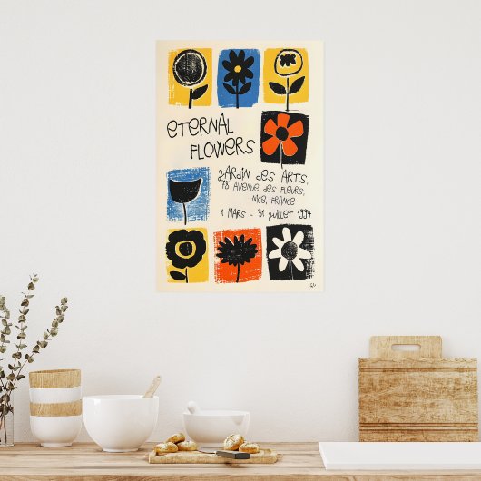 Floral Art Print Abstract Botanical Poster, Nice (Keuken)