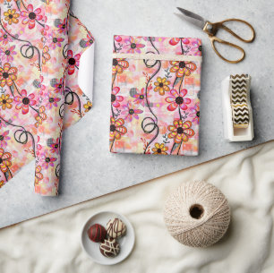 Floral Art Print – speelse Abstracte bloemen & wij Cadeaupapier