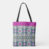Floral Art , roze, blauw Tote Bag (Achterkant)