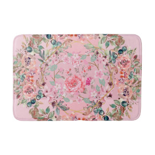 Floral Art, Roze Floral Wreath Badmat