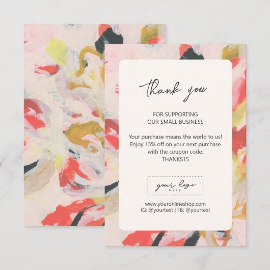 Floral Art Small Business Company Logo Branding Bedankkaart (Voorkant / Achterkant)