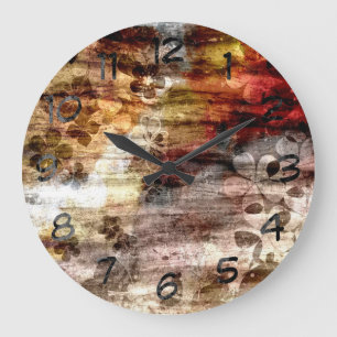  Floral Art Wood Grote Klok