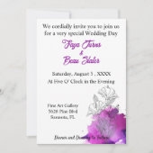 Floral Artistic Boho Waterverf Paarse bruiloft Kaart (Voorkant)