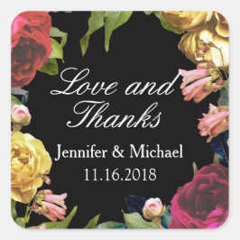 Floral Artistry Bruiloft Vierkante Sticker