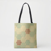 Floral (Asanoha) Pattern Gold Tote Bag (Voorkant)