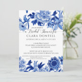 Floral Asian Influence Blue White Vrijgezellenfees Kaart (Staand voorkant)