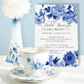Floral Asian Influence Blue White Vrijgezellenfees Kaart