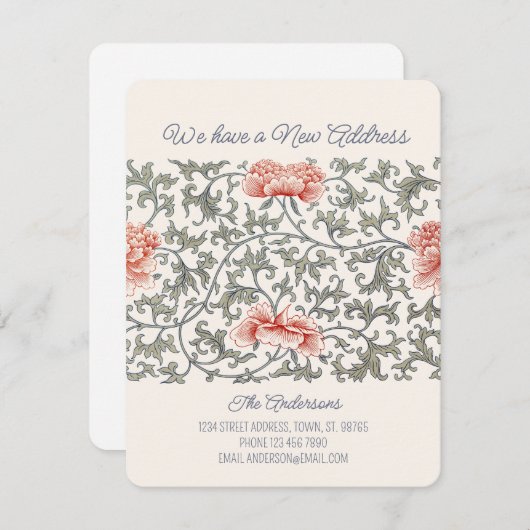 Floral Asian William Morris style CC1289 Moving Aankondiging (Voorkant / Achterkant)