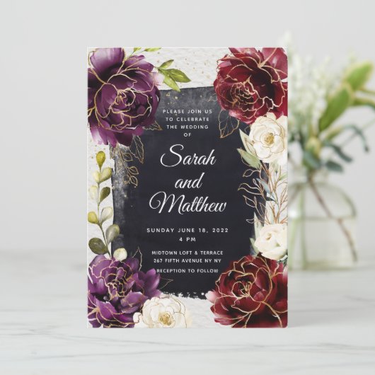 Floral Assembly Wedding Invitation Suite Kaart (Staand voorkant)