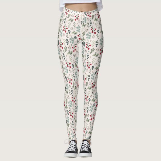 Floral Athletic Workout Leggings (Voorkant)