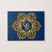 Floral Aum Design, gouden blauw Legpuzzel (Horizontaal)