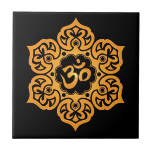 Floral Aum Design, gouden zwart Tegeltje