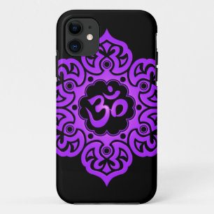 Floral Aum Design - paars en zwart iPhone 11 Hoesje