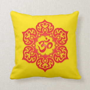 Floral Aum Design, rood en geel Kussen