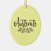 Floral Austenite Yellow Bookish Keramisch Ornament (Rechts)