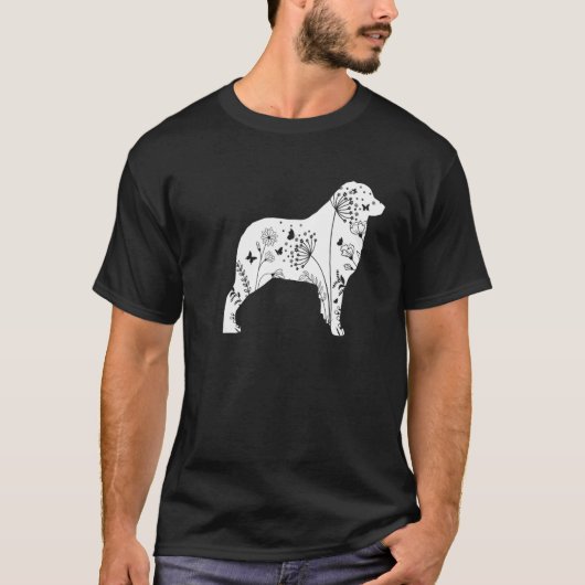 Floral Australian Shepherd Mom  Dog  Mother's Day T-shirt (Voorkant)
