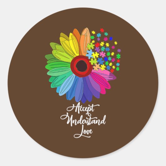 Floral Autism Awareness Daisy Flower for Men Ronde Sticker (Voorkant)