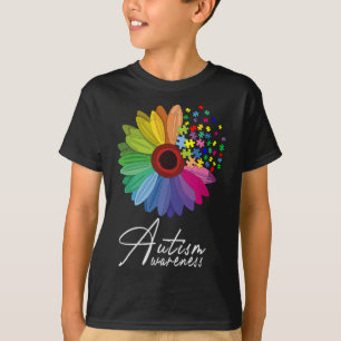 Floral Autism Awareness Daisy Flower for Men Women T-shirt