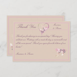 Floral Autumn Blush, Mauve & Pink Wedding Bedankkaart