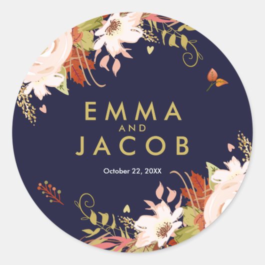 Floral Autumn Envelope sticker Wedding Shower (Voorkant)