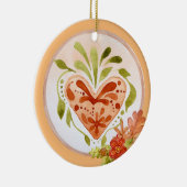 Floral Autumn hart Keramisch Ornament (Rechts)
