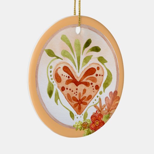 Floral Autumn hart Keramisch Ornament (Rechts)