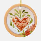 Floral Autumn hart Keramisch Ornament (Voorkant)