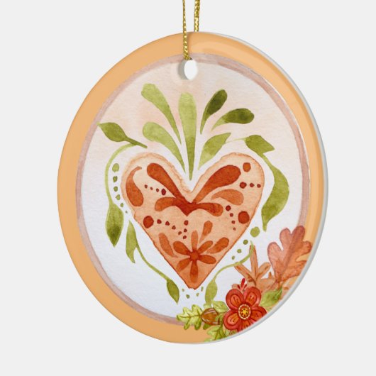 Floral Autumn hart Keramisch Ornament (Links)