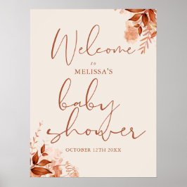 Floral Autumn Herfst Baby shower Welkomstbord Poster