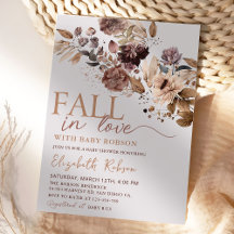 Floral Autumn Herfst in Love Baby shower Uitnodigi